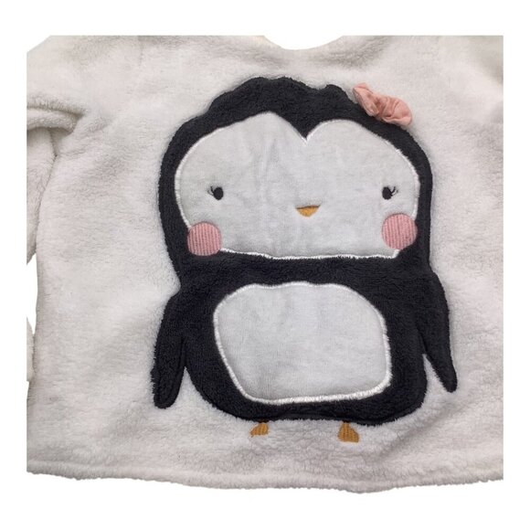 H&M Baby Girl Fleece Shirt White& Black Penguin Pink Bow Size 12-18M Soft & Warm - Picture 5 of 6